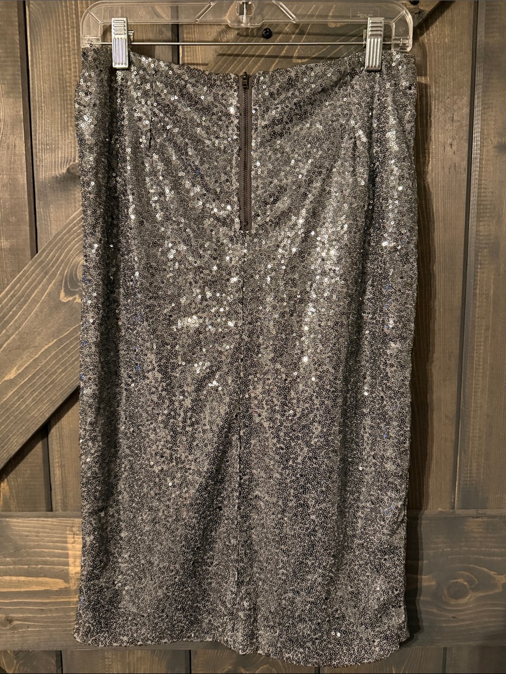 Hayden Silver Sequin Pencil Midi Skirt - Picture 6 of 8